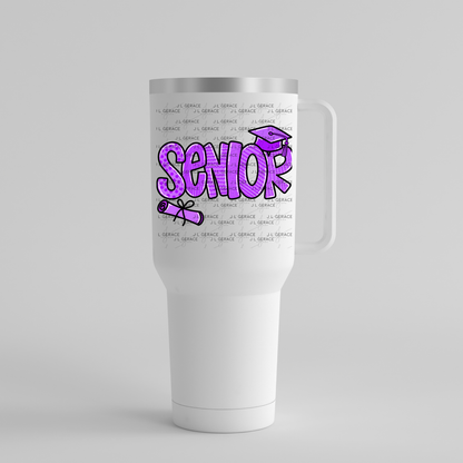 Senior PNG – Purple Pattern Graduation Sublimation Design