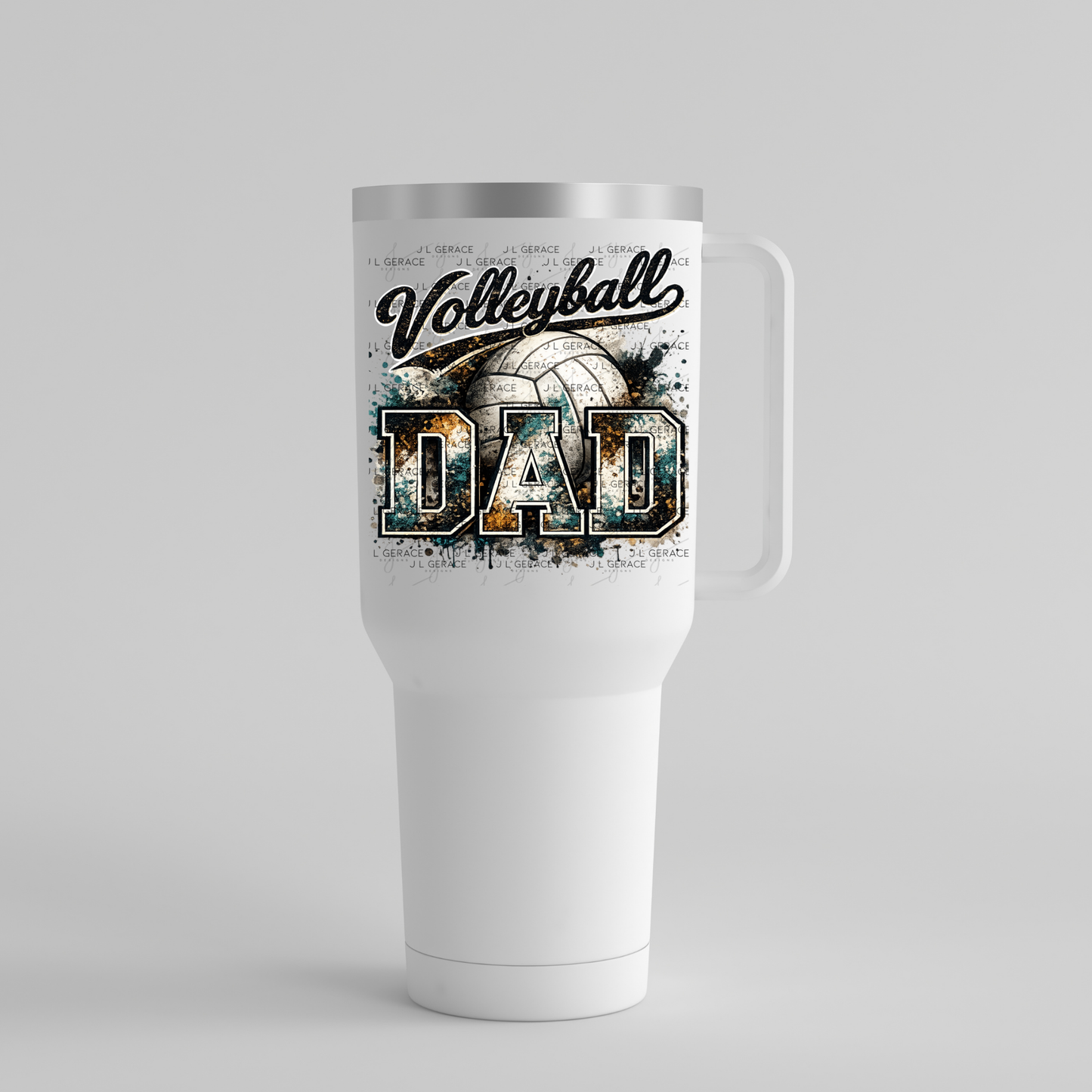 Volleyball Dad PNG – Vintage Paint Splatter Sports Design with Volleyball