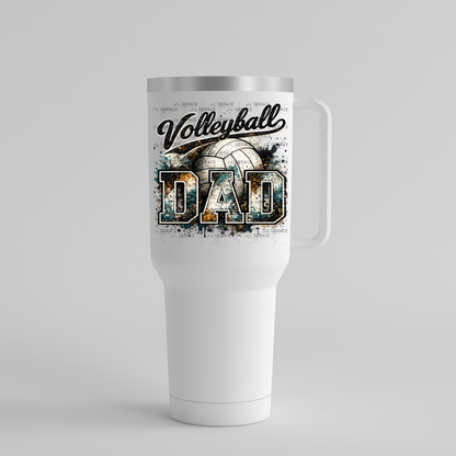 Volleyball Dad PNG – Vintage Paint Splatter Sports Design with Volleyball