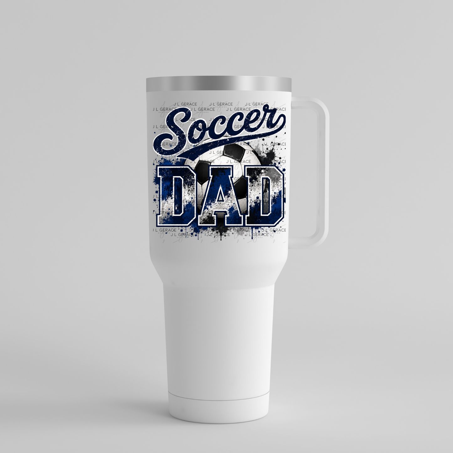 Soccer Dad PNG – Blue Black Paint Splatter Sports Design with Soccer Ball