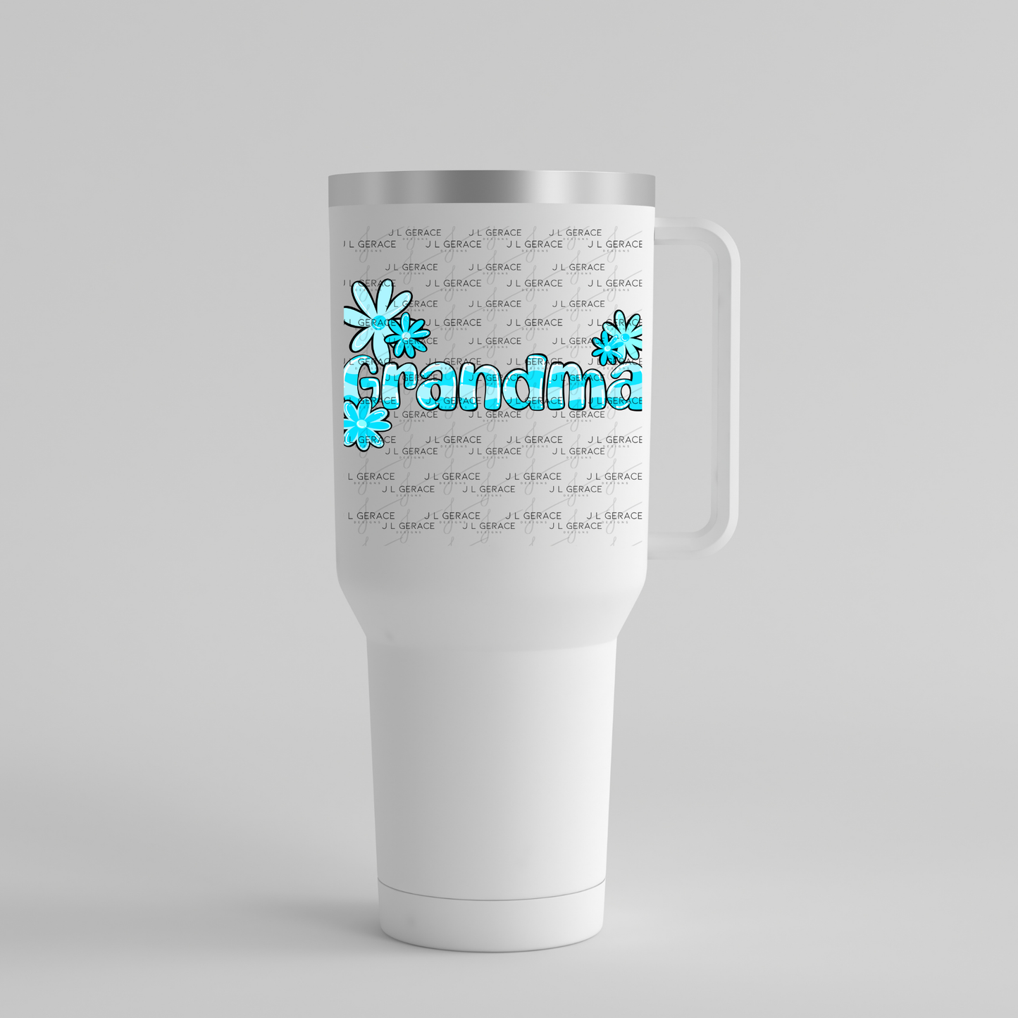 Grandma PNG – Blue Floral Name Sublimation Design