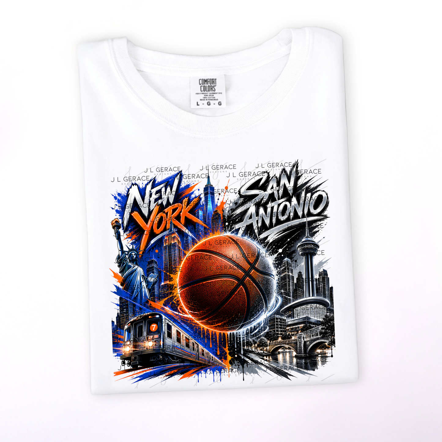 New York vs San Antonio Graffiti Basketball PNG Design