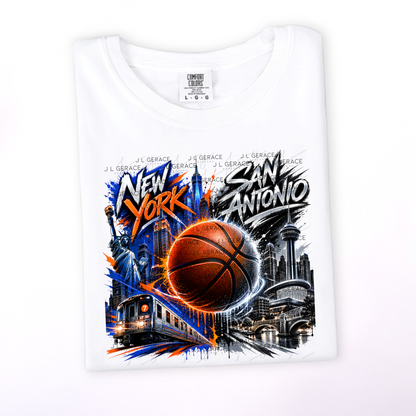New York vs San Antonio Graffiti Basketball PNG Design