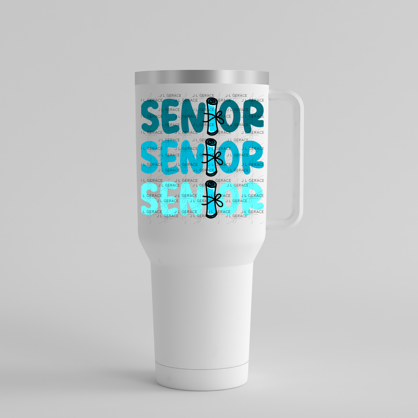 Senior PNG – Teal Diploma Graduation Lettering Design
