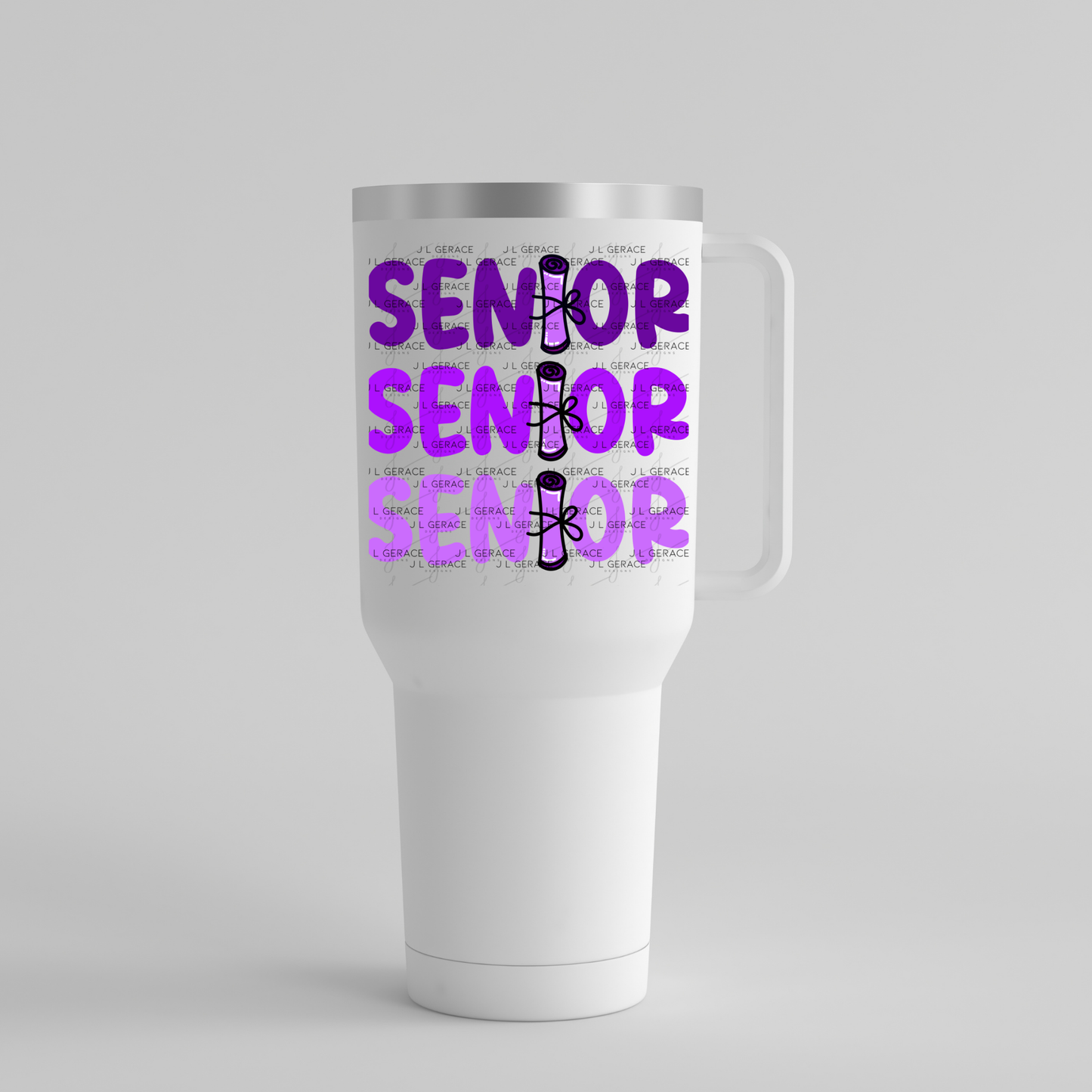 Senior PNG – Purple Diploma Graduation Lettering Design