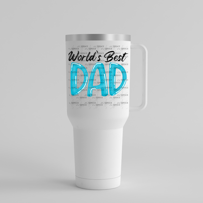 World’s Best Dad PNG – Teal Glossy Typography Design for Father’s Day