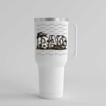 Dad PNG – Soccer Sports Design with Ball Cleats and Net Texture