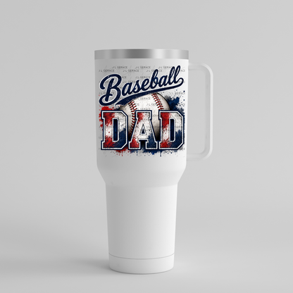Baseball Dad PNG – Red White Blue Paint Splatter Design with Ball