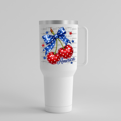 Polka Dot America Cherries PNG