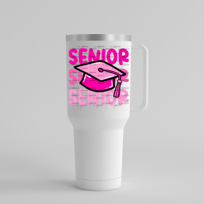 Senior PNG – Pink Graduation Cap Lettering Design