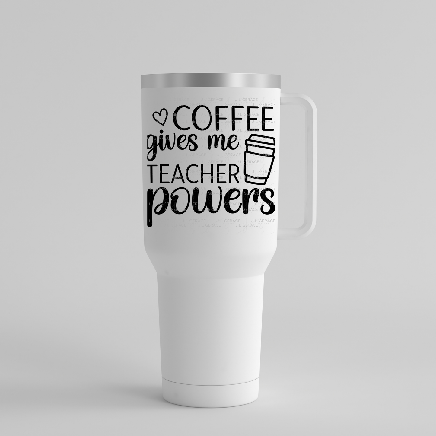 Coffee Gives Me Teacher Powers Black and White PNG (2 Colors)