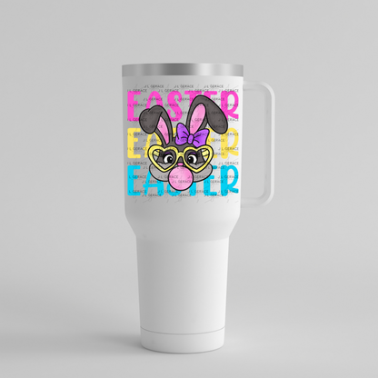 EASTER EASTER EASTER Bunny with Glasses Pink - Yellow - Blue PNG