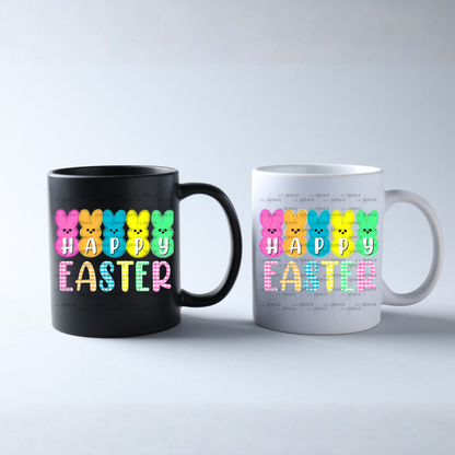 Happy Easter Bunny Clipart Sublimation PNG Gingham Glitter Peeps Bunny Design