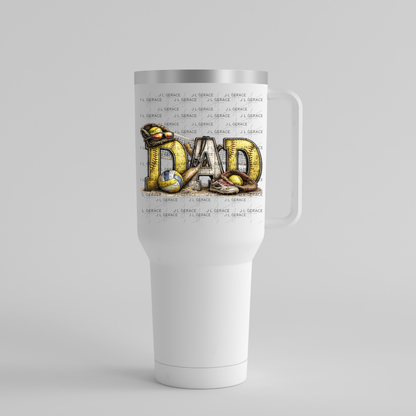 Dad PNG – Softball Multi-Sport Design with Bat Glove Volleyball and Gear