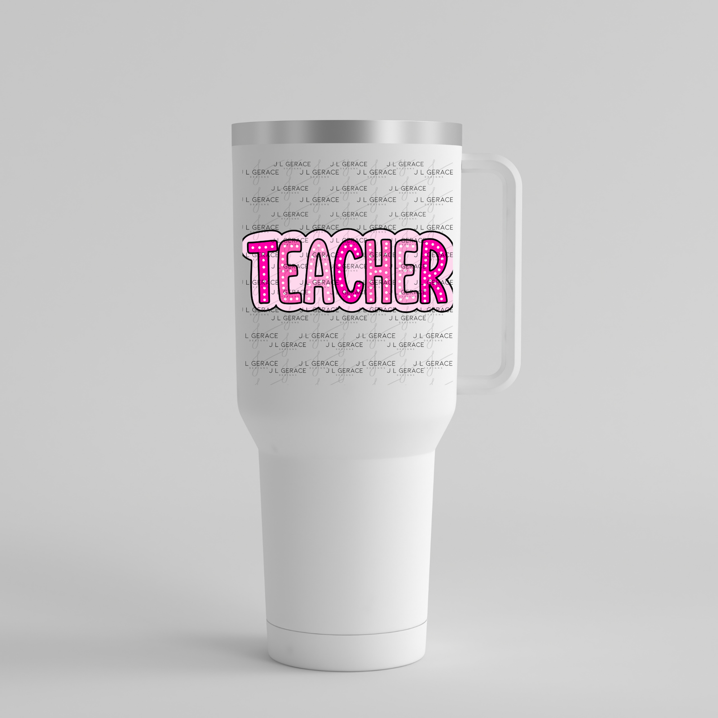 Teacher Dot Lettering Pink PNG Digital Download