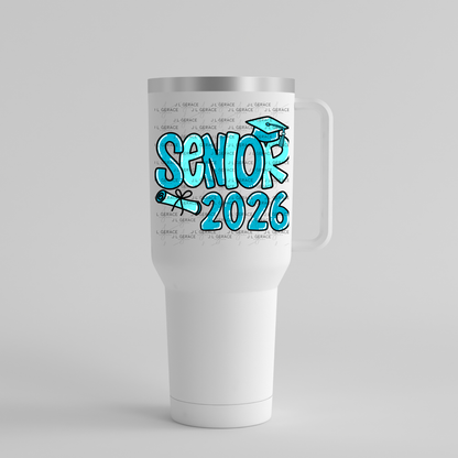 Senior 2026 PNG – Turquoise Graduation Cap and Diploma Design