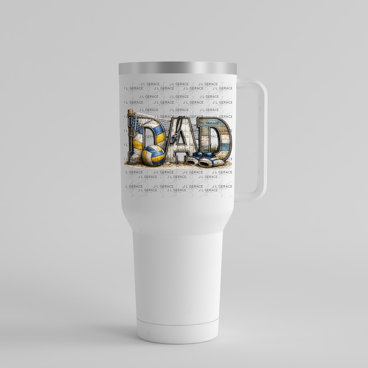 Dad PNG – Volleyball Beach Sports Design with Net Sand and Ball