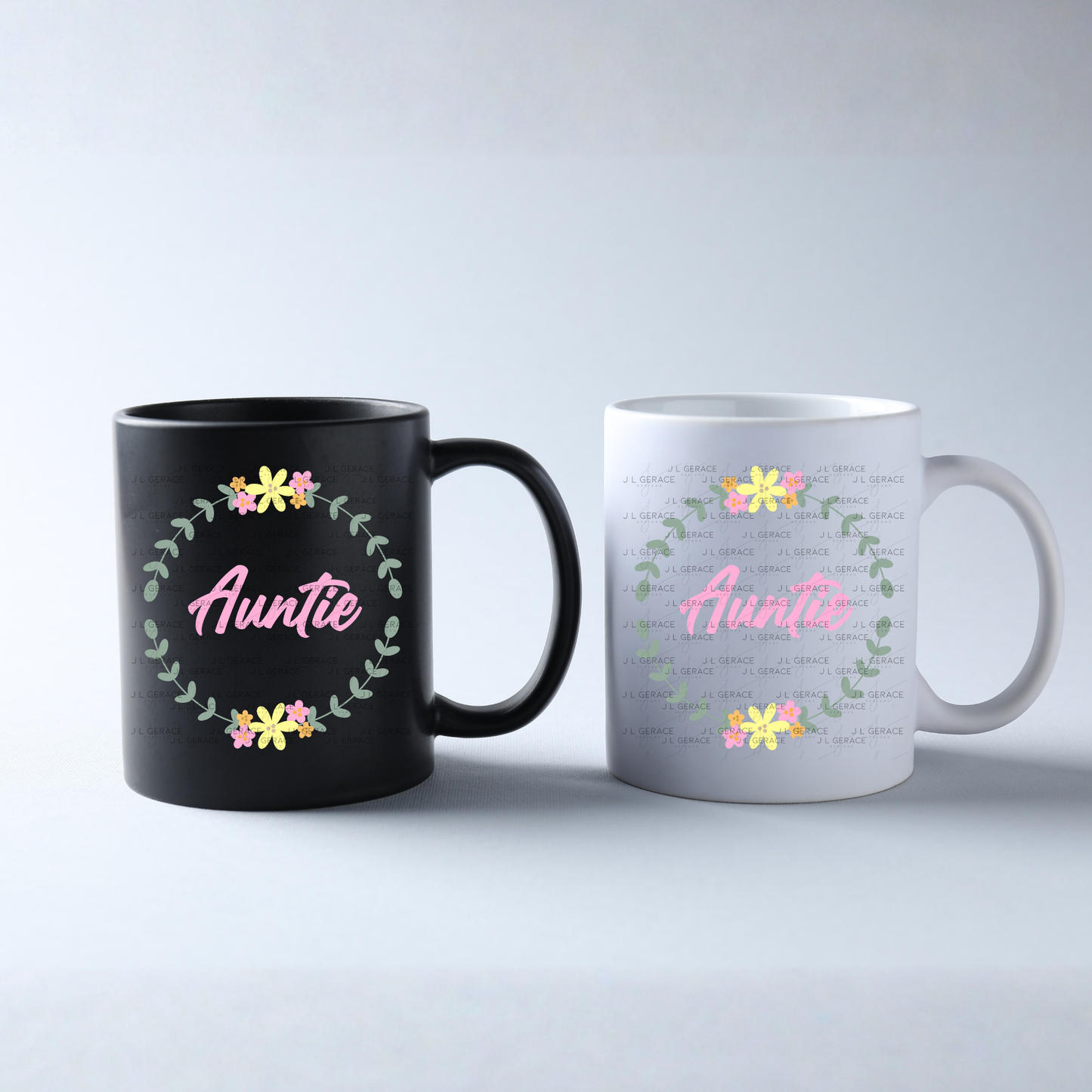 Auntie PNG – Floral Wreath Script Sublimation Design