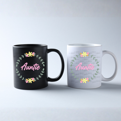 Auntie PNG – Floral Wreath Script Sublimation Design
