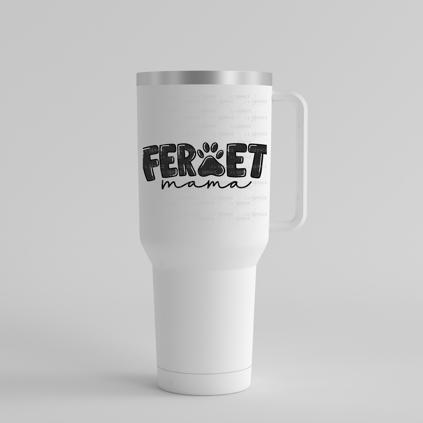Ferret PNG – Black Paw Print Word Design for Pet Lovers