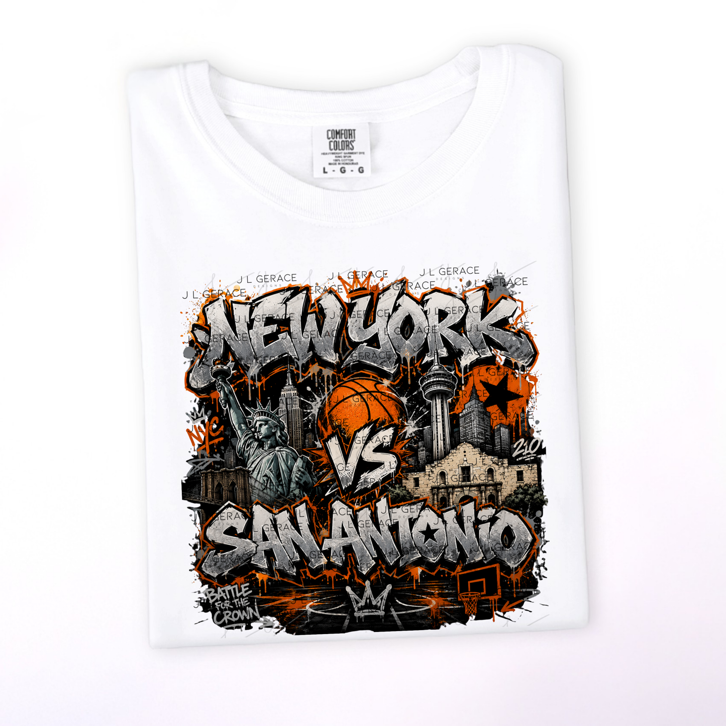 New York vs San Antonio PNG Graffiti Basketball Championship Sublimation Design