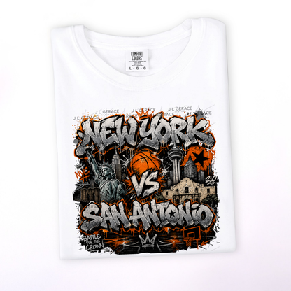 New York vs San Antonio PNG Graffiti Basketball Championship Sublimation Design