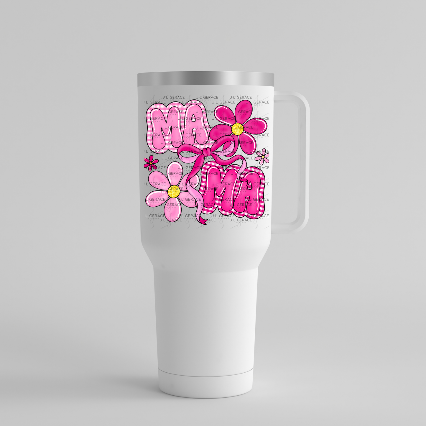 Mama Floral Bow Pink PNG Design