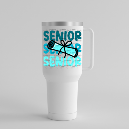 Senior PNG – Teal Diploma Graduation Lettering Design