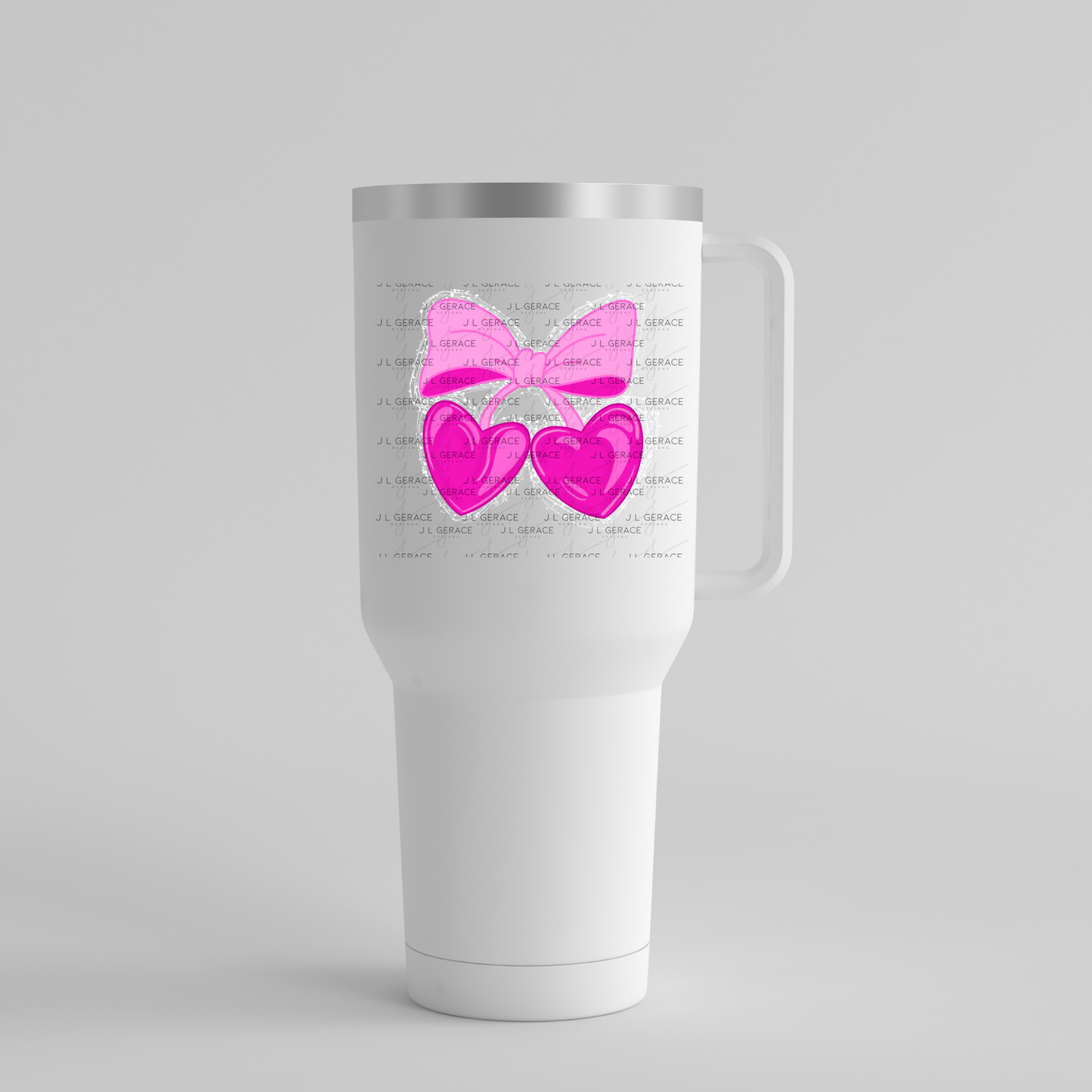 Pink Heart Cherries PNG with Bow String Glitter Design