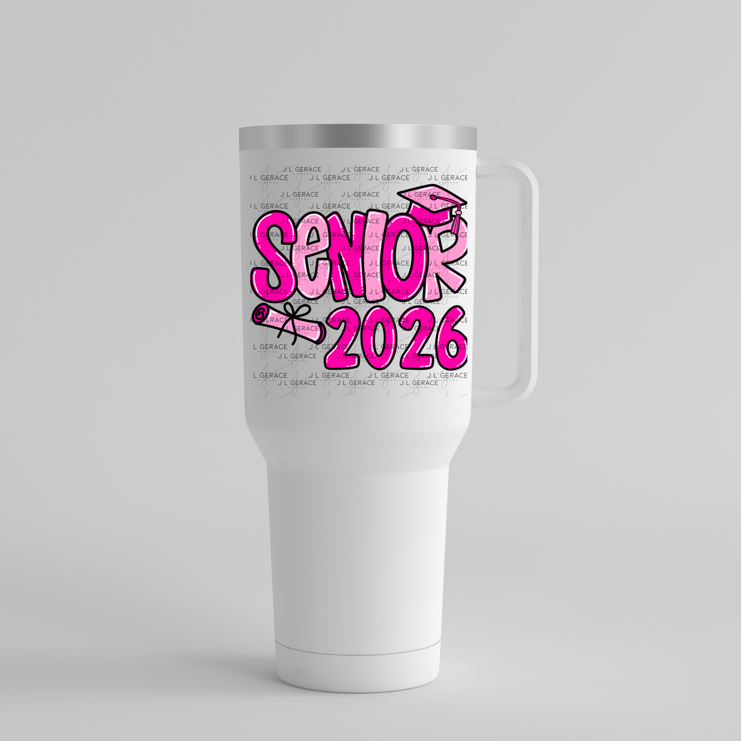 Senior 2026 PNG – Hot Pink Graduation Cap and Diploma Design