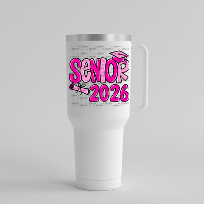 Senior 2026 PNG – Hot Pink Graduation Cap and Diploma Design