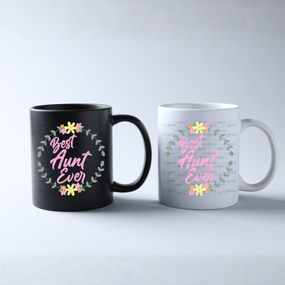 Best Aunt Ever PNG – Floral Wreath Script Sublimation Design