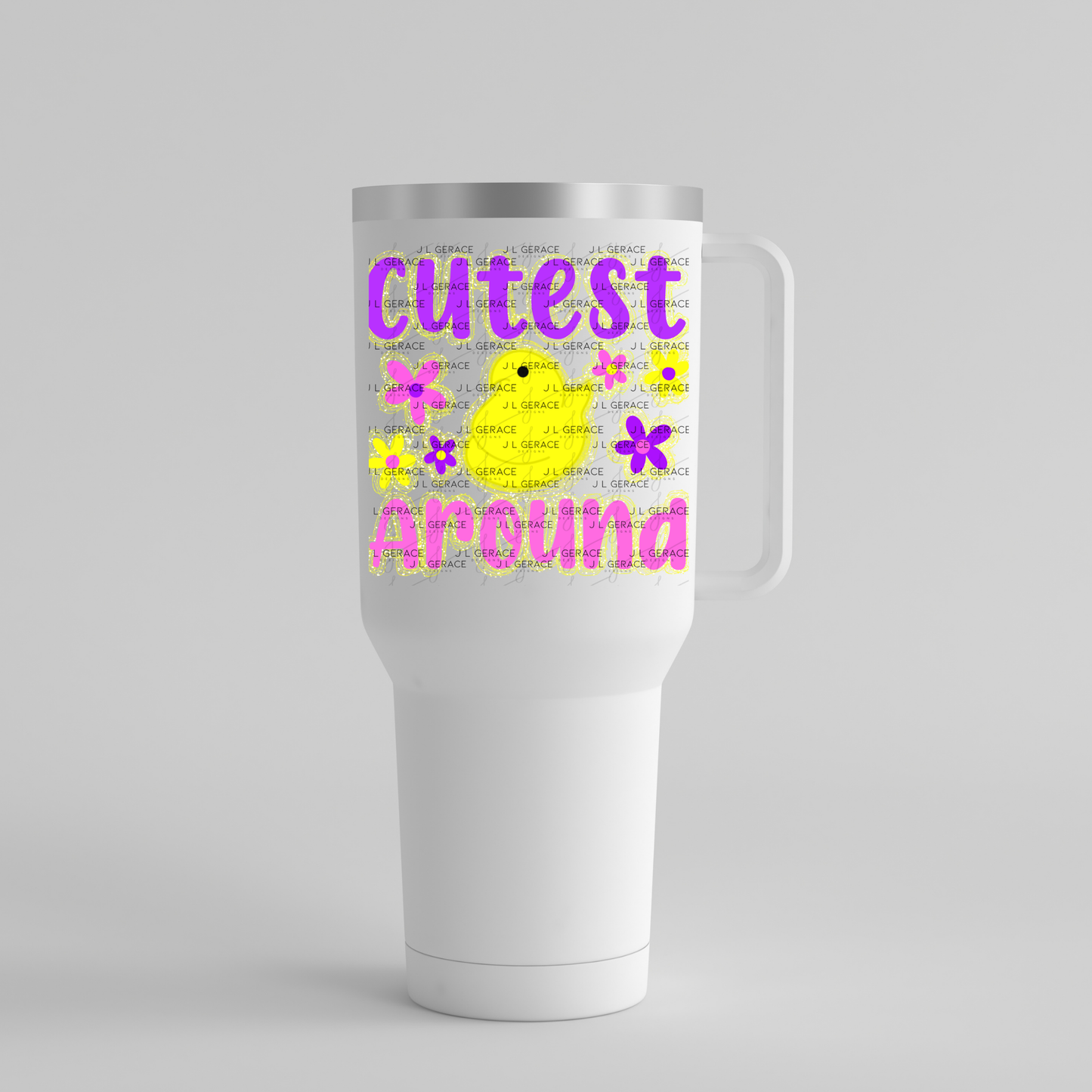 Cutest Chick Around Yellow String Glitter Outline PNG