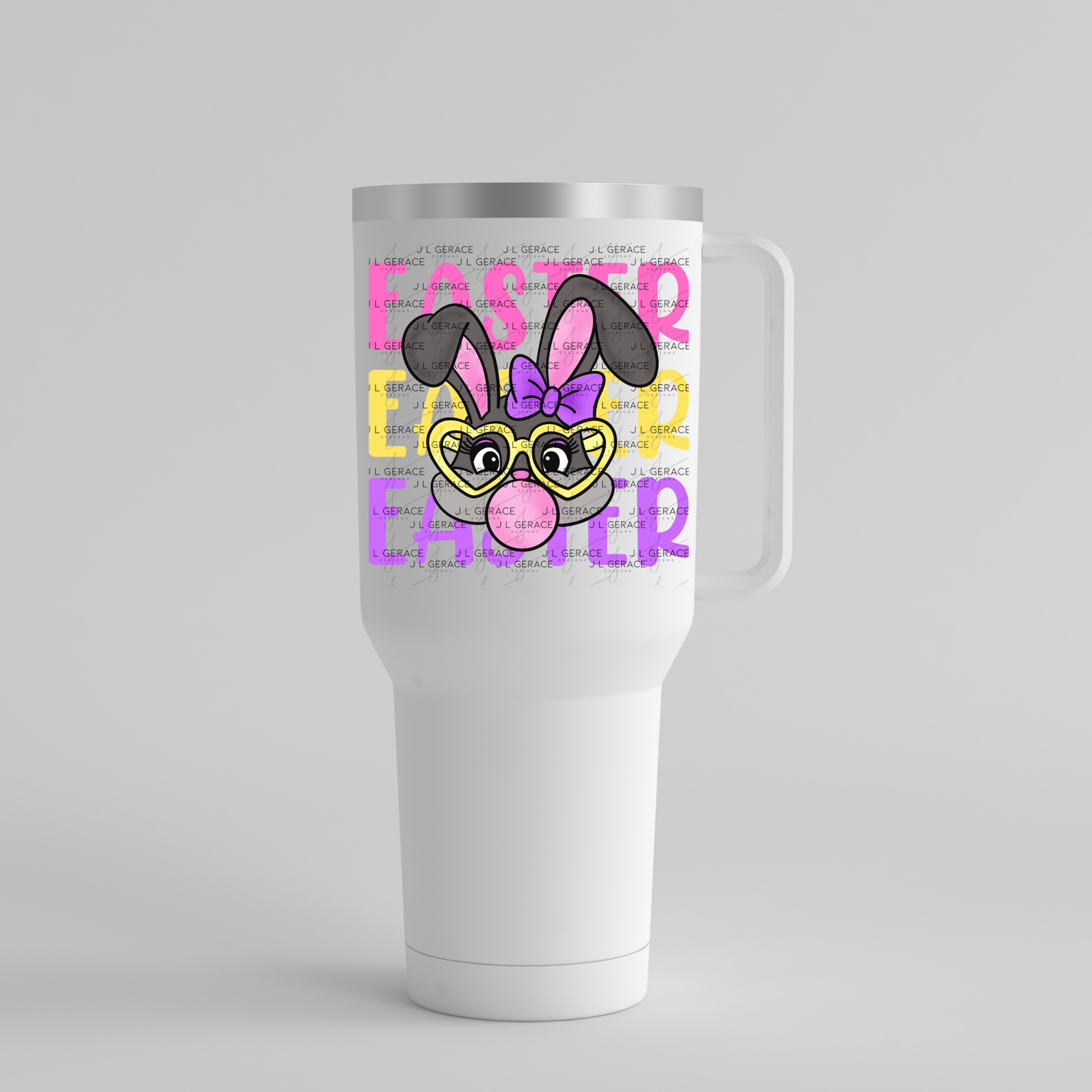 EASTER EASTER EASTER Bunny with Glasses Pink - Yellow - Purple PNG