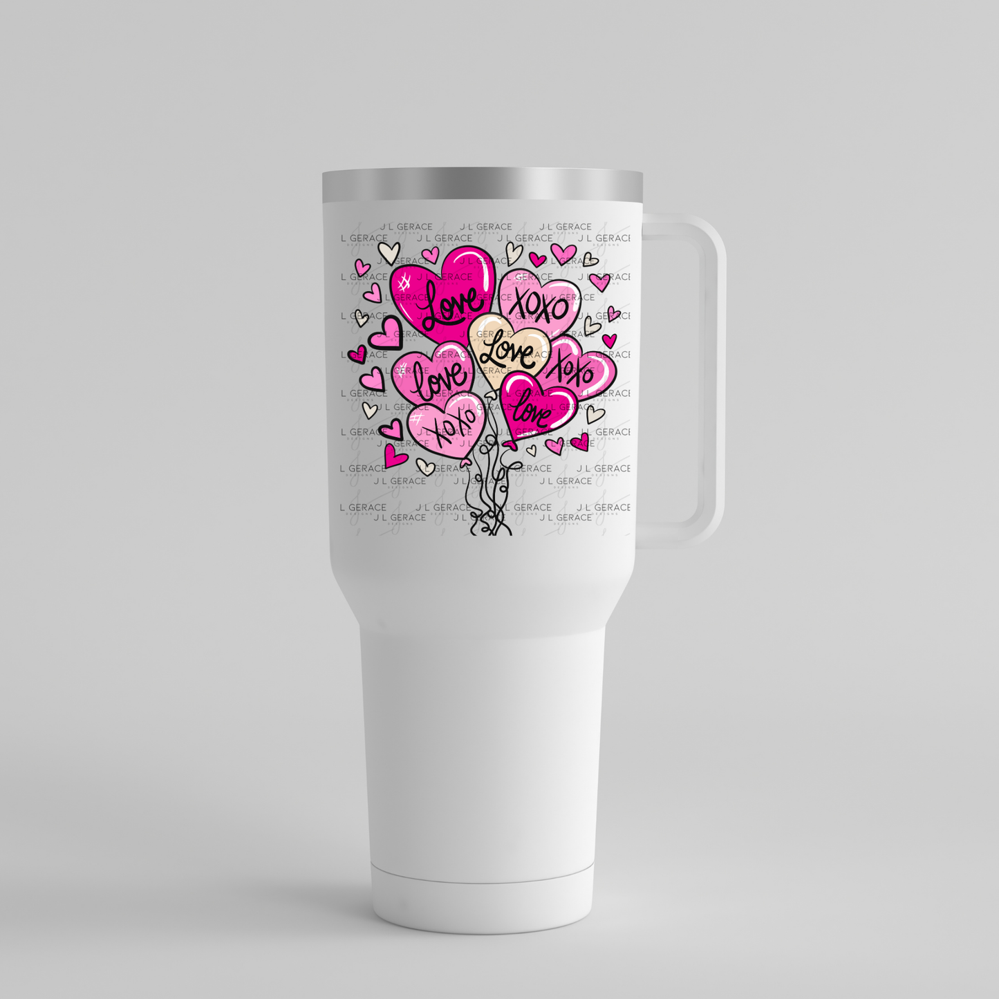Pink Love & XOXO Heart Balloon Bouquet PNG