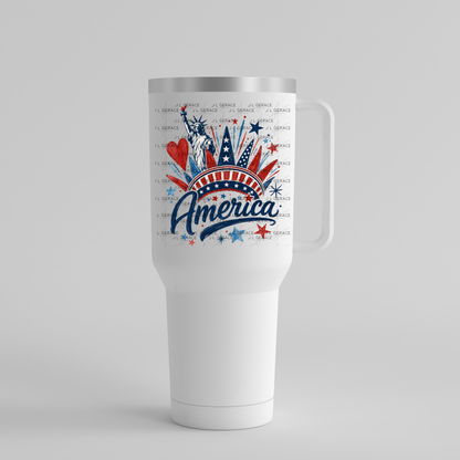 America Statue Liberty Fireworks Patriotic PNG Design