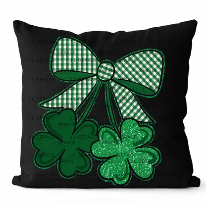 Shamrock Bow PNG Green Glitter Outline St Patricks Day Sublimation Digital Download