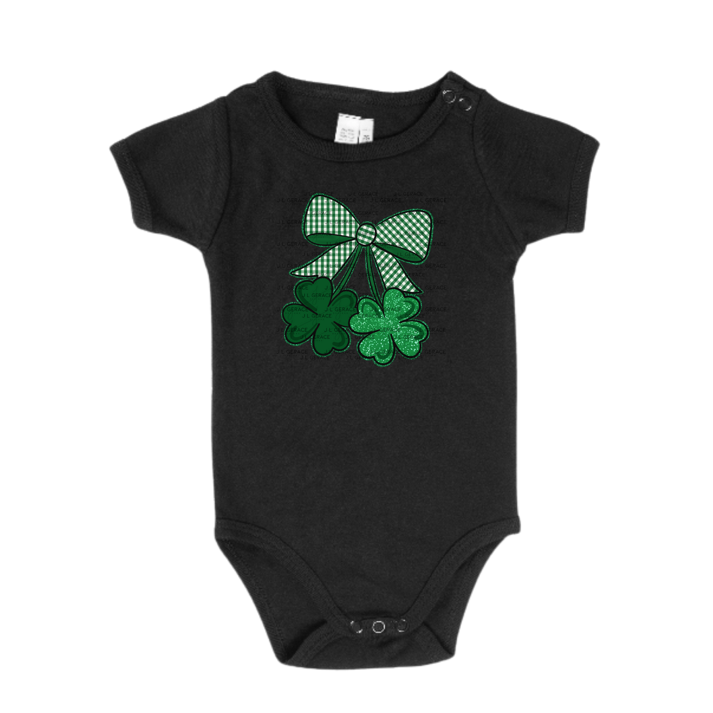 Shamrock Bow PNG Green Glitter Outline St Patricks Day Sublimation Digital Download