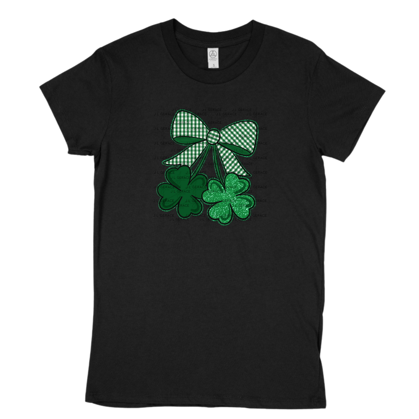 Shamrock Bow PNG Green Glitter Outline St Patricks Day Sublimation Digital Download