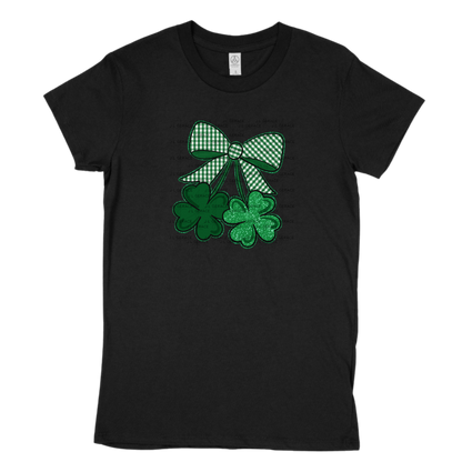 Shamrock Bow PNG Green Glitter Outline St Patricks Day Sublimation Digital Download