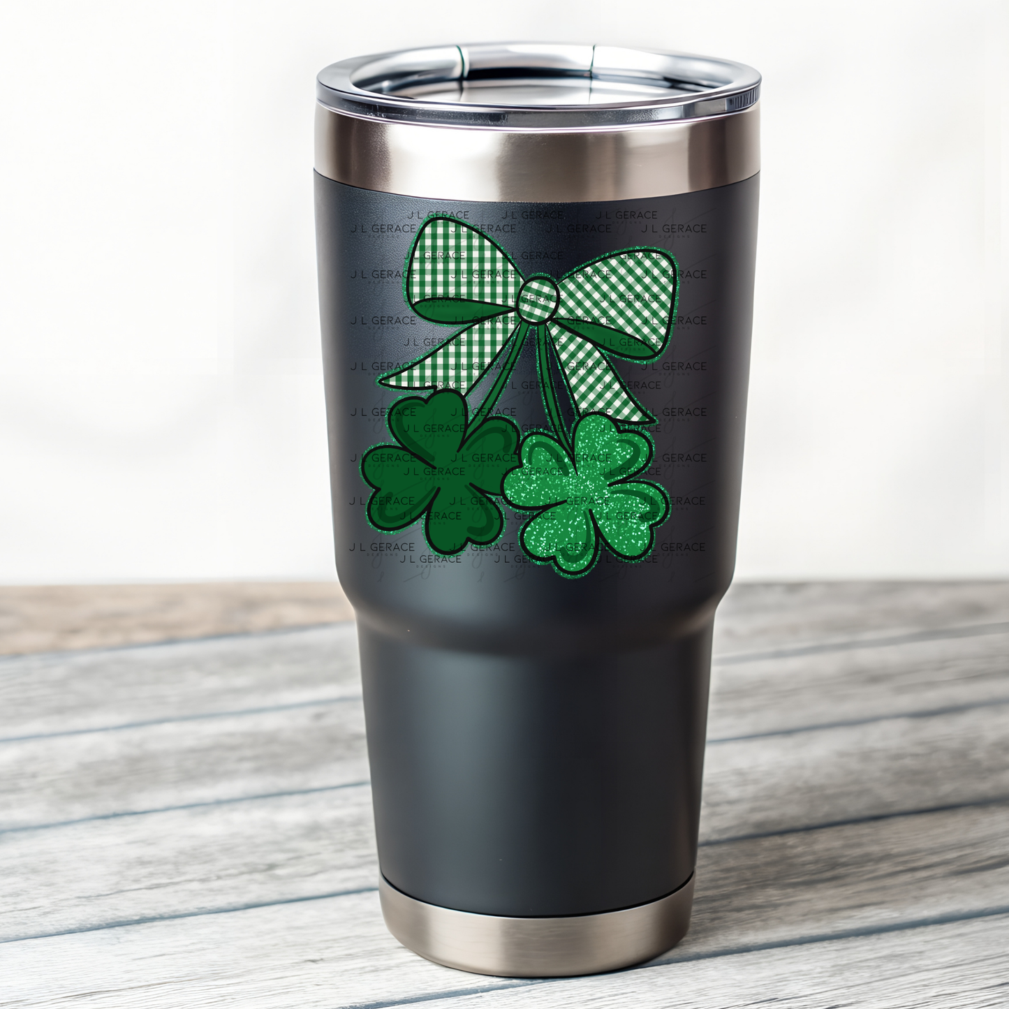 Shamrock Bow PNG Green Glitter Outline St Patricks Day Sublimation Digital Download