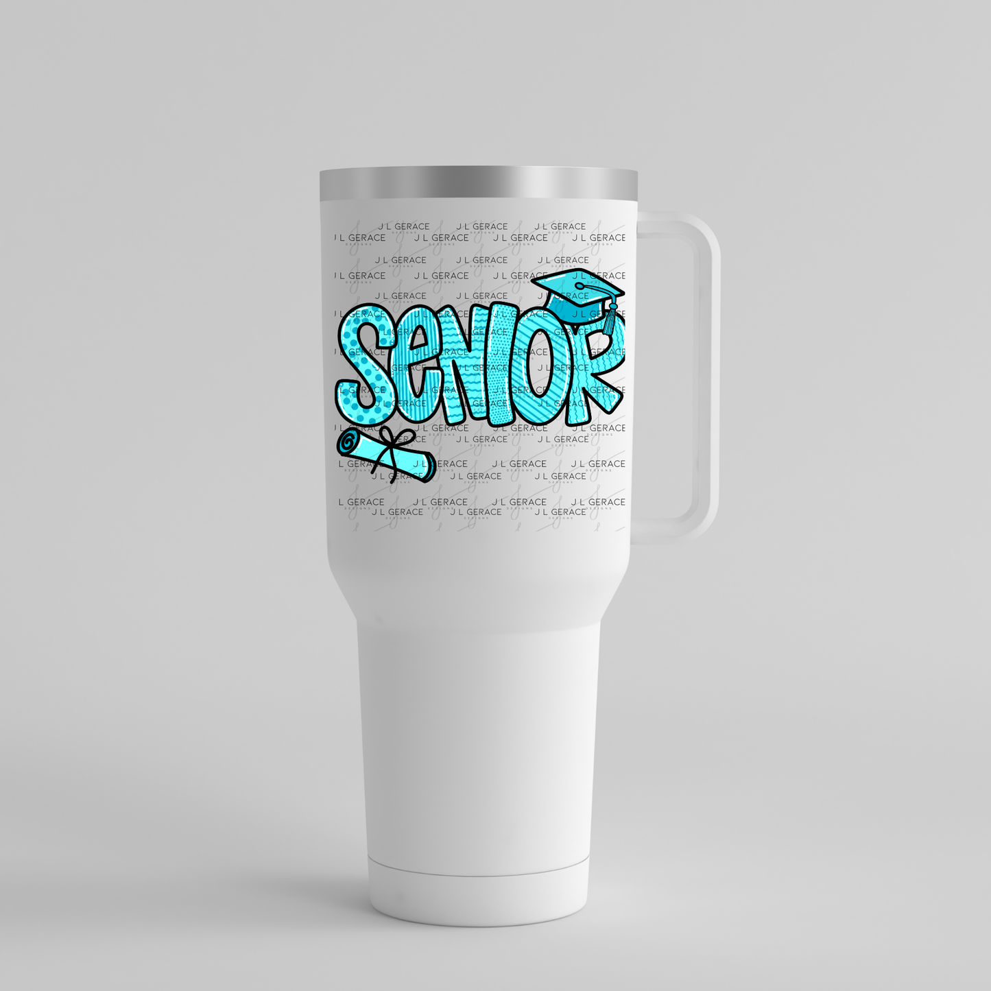 Senior PNG – Teal Pattern Graduation Sublimation Design