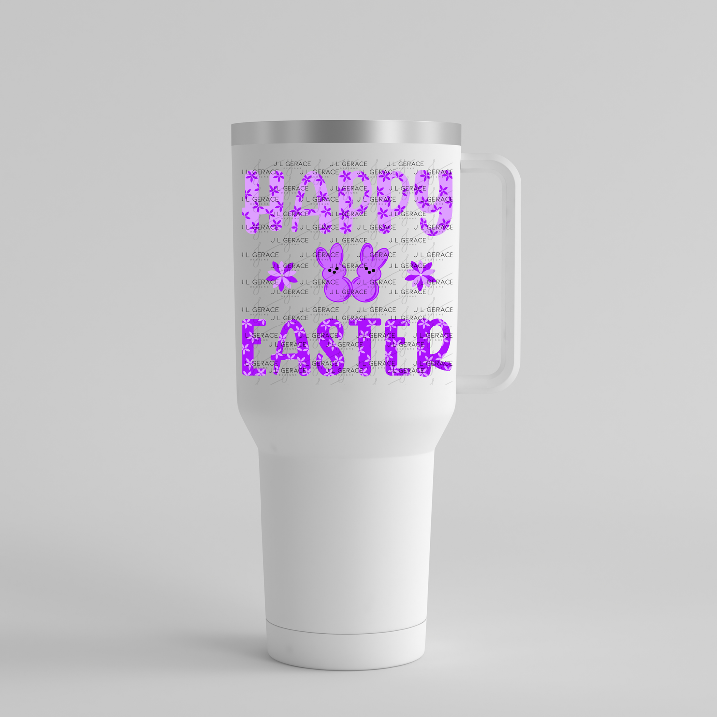 Happy Easter Purple Bunny Peep Flowers Clipart Sublimation PNG