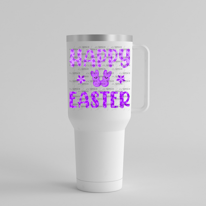 Happy Easter Purple Bunny Peep Flowers Clipart Sublimation PNG