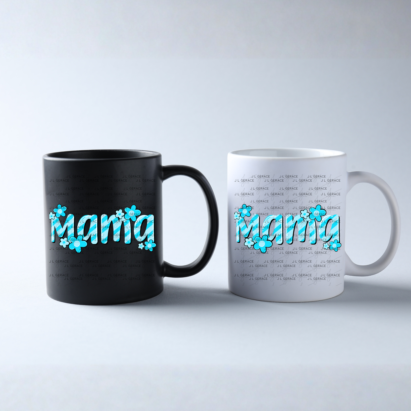 Mama Daisy Floral Blue PNG Design