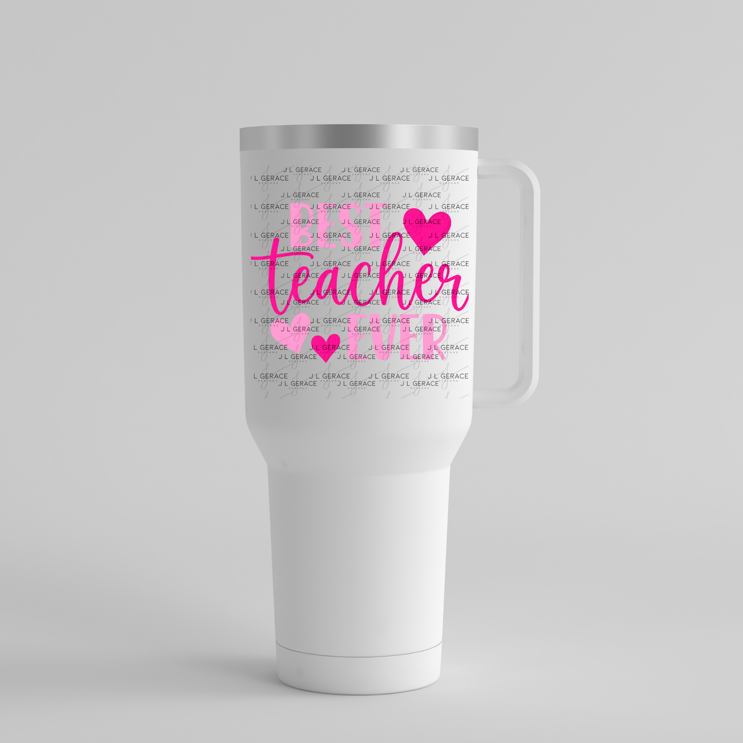 Best Teacher Ever Hearts Pink PNG