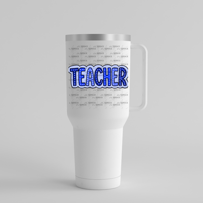 Teacher Dot Lettering Blue PNG Digital Download