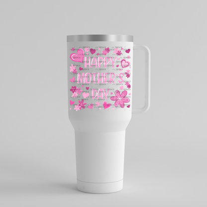 Happy Mothers Day PNG Clipart Sublimation PNG Soft Pink Floral Heart Design
