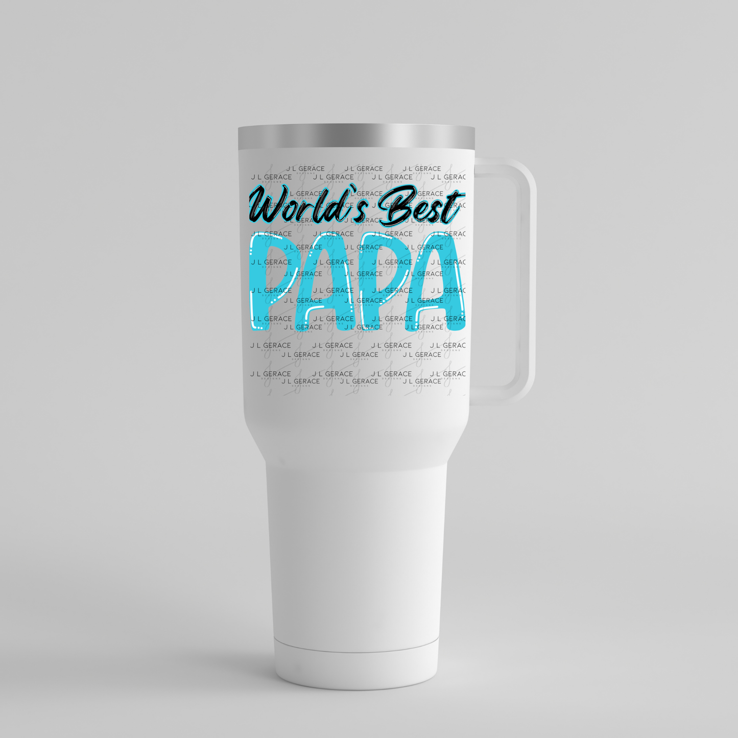 World’s Best Papa PNG – Teal Glossy Typography Design