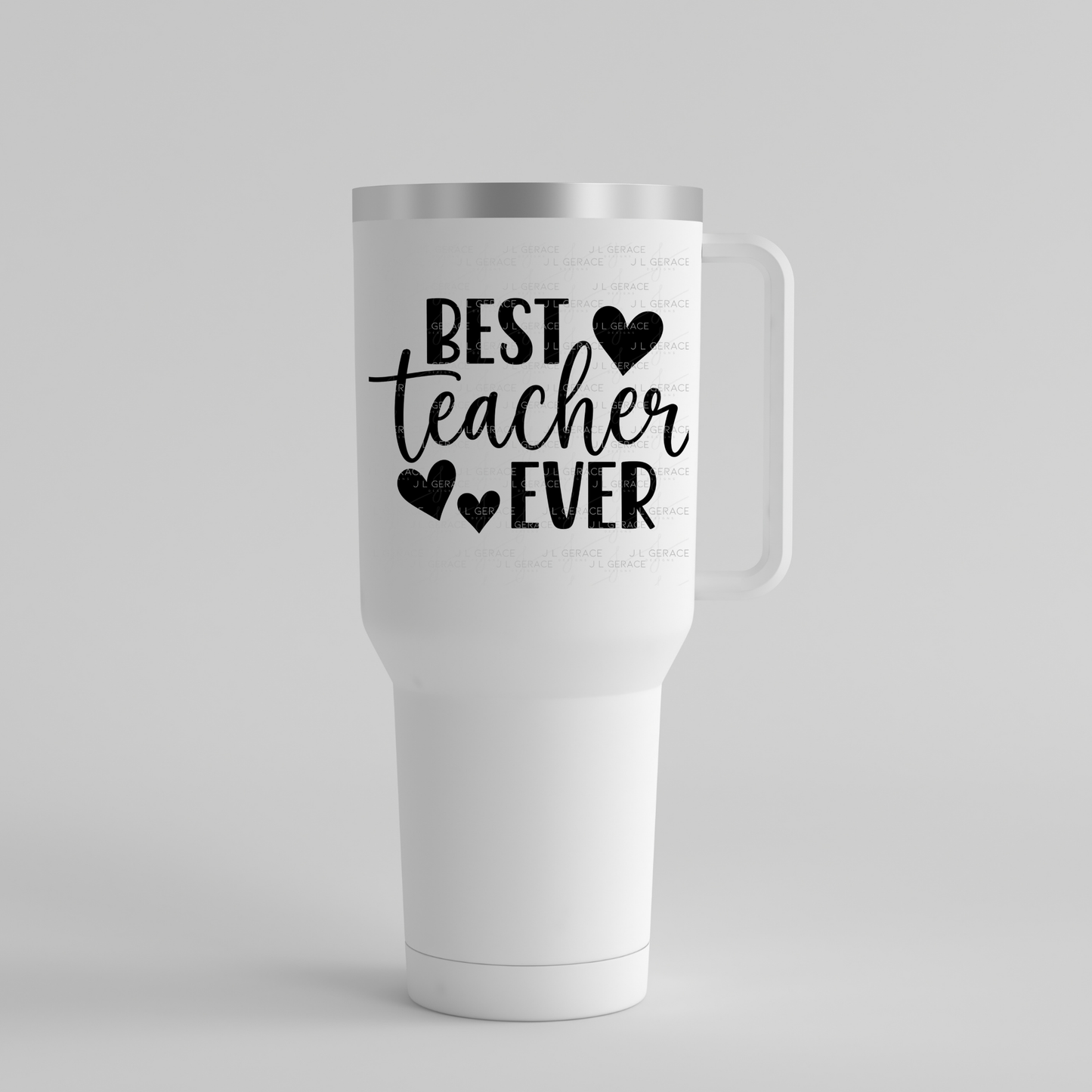 Best Teacher Ever Hearts Black and White PNG